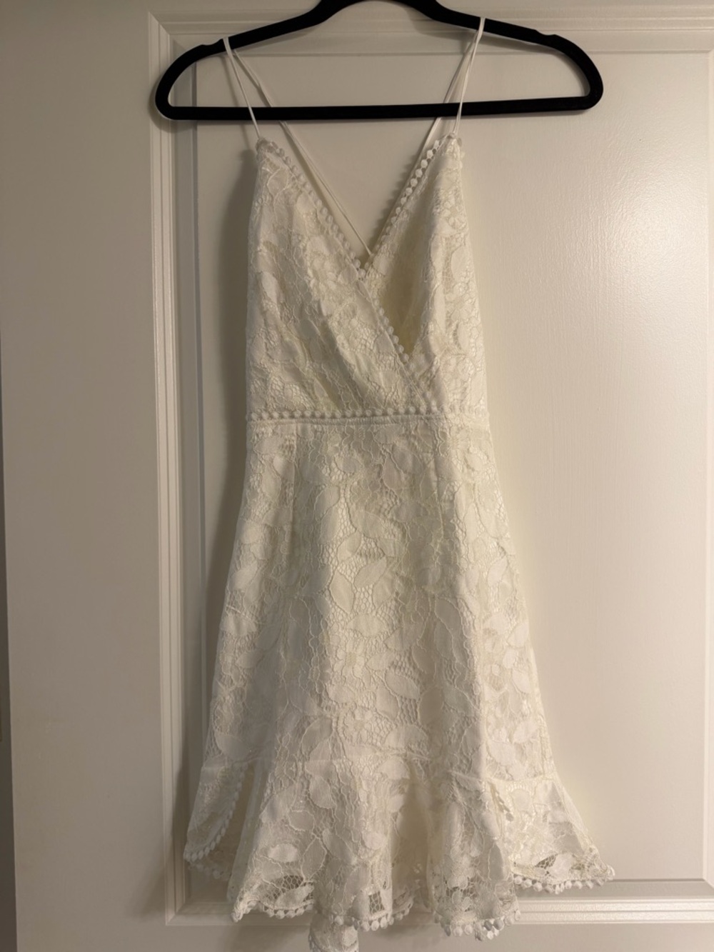 Showpo White Lace Mini Dress with Spaghetti Straps